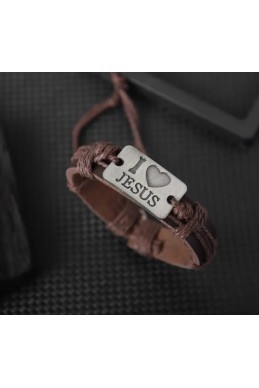 Браслет из искусственной кожи "I Love Jesus"