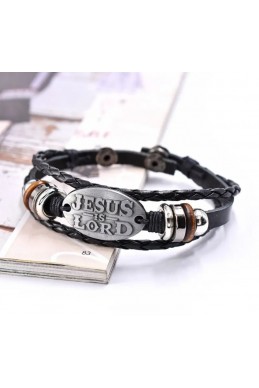 Браслет из искусственной кожи "Jesus is Lord"